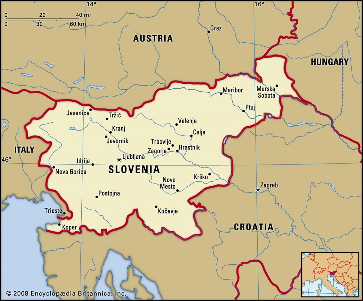 Mapa stolicy Słowenii